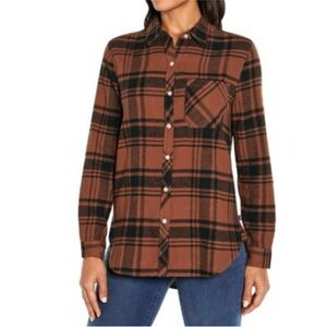 Women’s Gap Cassie tortoise shell plaid flannel shirt medium NWT!